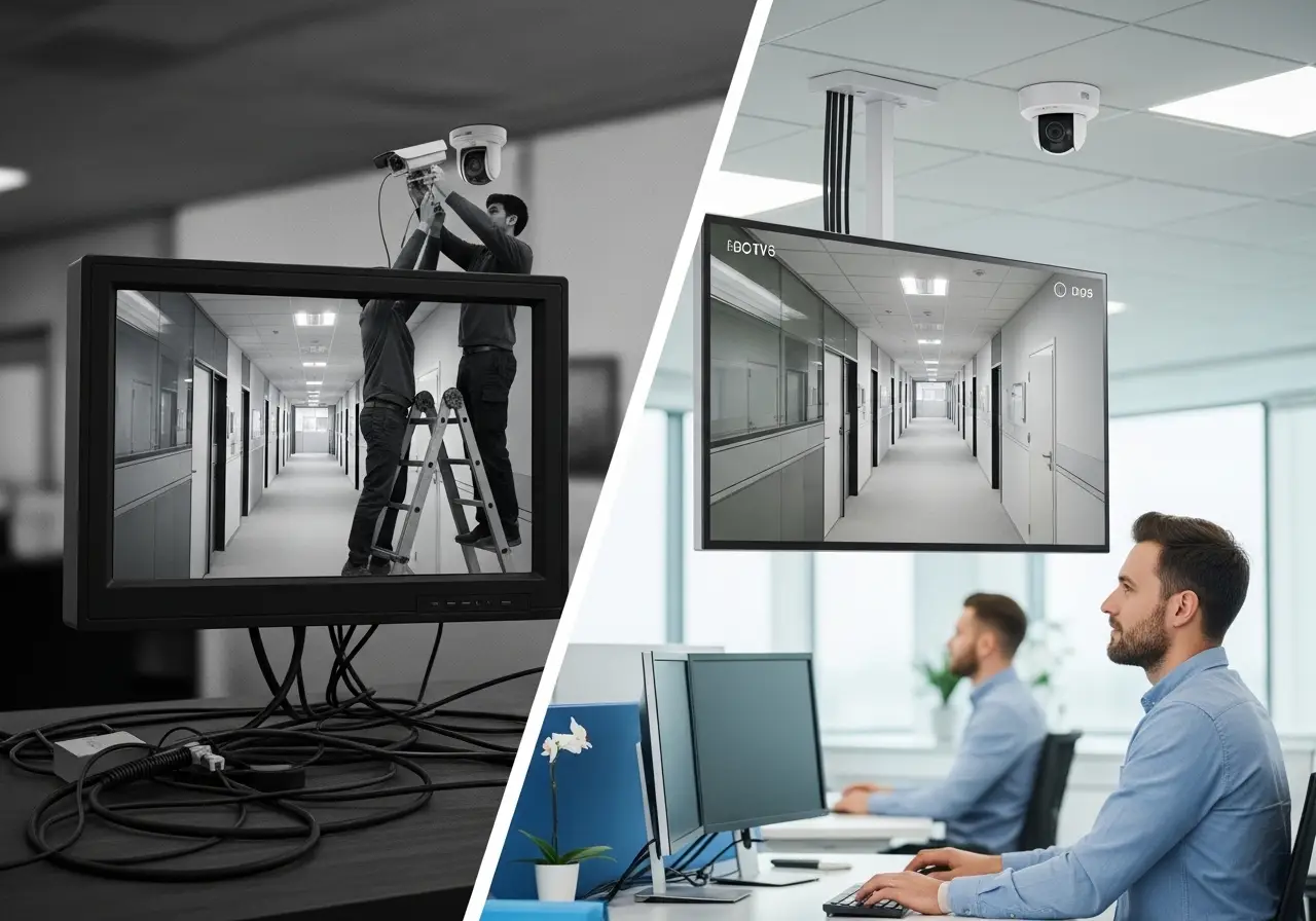 Proses upgrade sistem CCTV lama dari analog ke digital IP camera untuk efisiensi bisnis